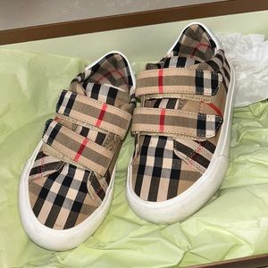 Two strap (Velcro) Burberry check sneaker slip on